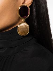 Saint Laurent Twin-Square velvet clip earrings - Goud