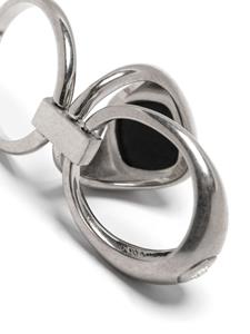 Panconesi logo-engraved crystal-embellished ring - Zilver