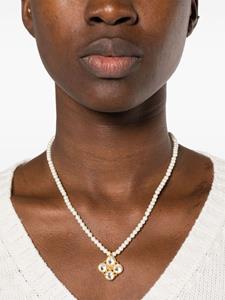 Kenneth Jay Lane crystal-pendant pearl necklace - Wit