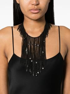 Peserico fringed choker necklace - Zwart