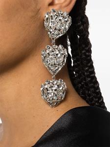 Alessandra Rich heart-shape crystal-embellished drop earrings - Zilver