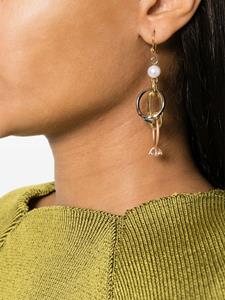 Marni embellished-ring pearl earrings - Goud