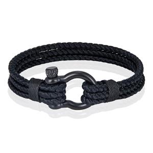 Mendes Triple Rope Armband Boegbeugel - Zwart-21cm