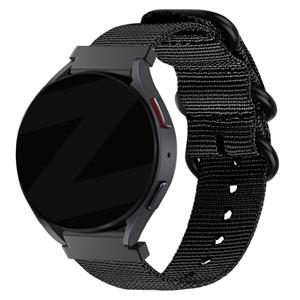 Bandz Samsung Galaxy Watch 6 44mm nylon band met gesp (zwart)