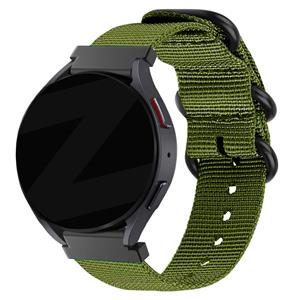 Bandz Samsung Galaxy Watch 6 44mm nylon band met gesp (groen)