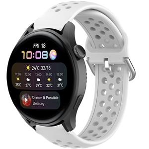 Strap-it Huawei Watch 3 (Pro) siliconen bandje met gaatjes (wit)