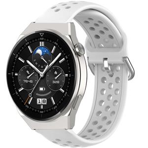 Strap-it Huawei Watch GT 3 Pro 46mm siliconen bandje met gaatjes (wit)