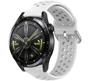 Strap-it Huawei Watch GT 3 46mm siliconen bandje met gaatjes (wit)
