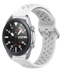 Strap-it Samsung Galaxy Watch 3 - 45mm siliconen bandje met gaatjes (wit)