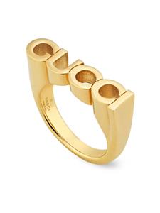 Gucci logo-lettering polished-finish ring - Goud