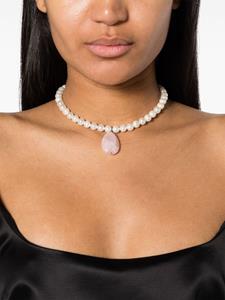 Atu Body Couture quartz-pendant pearl necklace - Wit