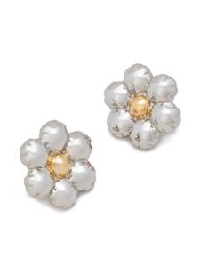 Marni metallic floral clip earrings - Zilver