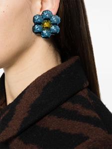 Marni metallic floral clip earrings - Blauw