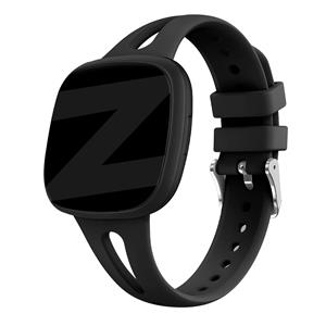 Bandz Fitbit Versa 4 silicone band 'Slim' (zwart)