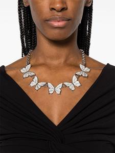 Blumarine crystal-embellished butterfly-charms necklace - Zilver