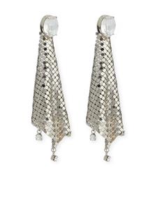 Rabanne crystal-embellished chainmail drop earrings - Zilver