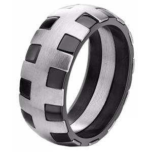 Mendes Edelstaal heren ring Stitches Silver Black-21mm