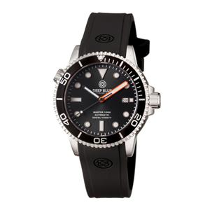 Deep Blue MASTER 1000 AUTOMATIC DIVER BLACK BEZEL -BLACK DIAL-ORANGE MINUTE HAND