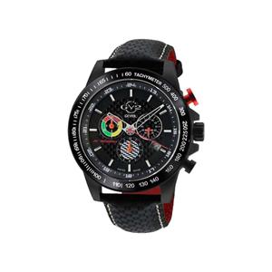 Gevril GV2 Men's Scuderia Black Dial Black Leather Chronograph Date Watch 9923
