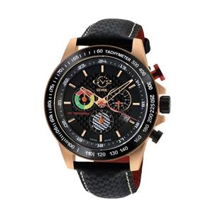 Gevril GV2 Men's Scuderia Black Dial Black Leather Chronograph Date Watch 9921