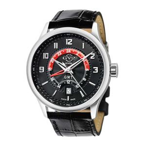 Gevril GV2 Men's Giromondo Black Dial Black Calfskin Leather Watch 42303