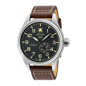 Gevril GV2 Men's Aeuronautica Black Dial Brown Calfskin Leather Watch 18001 Heren Horloge