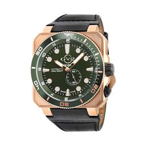 Gevril GV2 Automatic Men's XO Submarine Green Dial IP RG Case Black Calfskin Leather Watch 4533 Heren Horloge