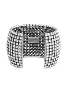 Balenciaga logo-plaque crystal-embellished bracelet - Zilver