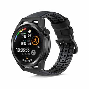 Strap-it Huawei Watch GT siliconen/leren bandje (zwart)