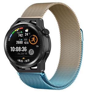 Strap-it Huawei Watch GT Milanese band (blauw/goud)