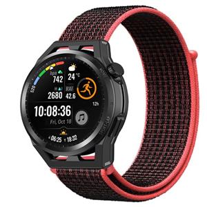 Strap-it Huawei Watch GT nylon band (zwart/koraal)