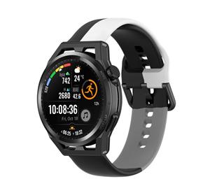 Strap-it Huawei Watch GT triple sport band (zwart-wit-grijs)