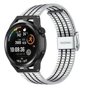 Strap-it Huawei Watch GT roestvrij stalen band (zilver/zwart)
