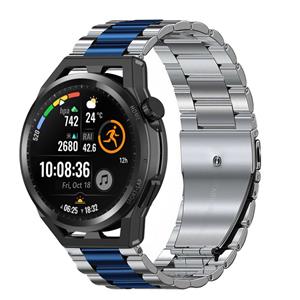 Strap-it Huawei Watch GT stalen band (zilver/blauw)