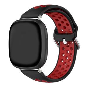 Strap-it Fitbit Sense 2 sport bandje (zwart/rood)