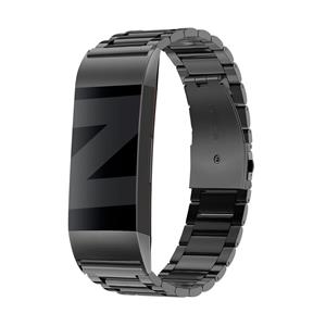 Bandz Fitbit Charge 4 stalen band 'Classic' (zwart)