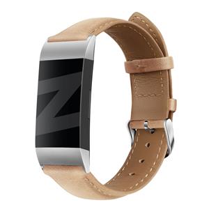 Bandz Fitbit Charge 4 genuine leren band (bruin)