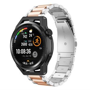 Strap-it Huawei Watch GT stalen band (zilver/rosé goud)