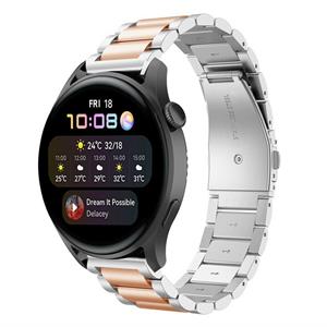 Strap-it Huawei Watch 3 (Pro) stalen band (zilver/rosé goud)