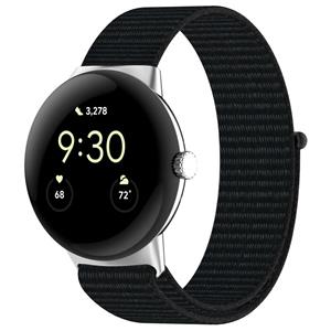 Strap-it Google Pixel Watch 1/2 nylon bandje (zwart)