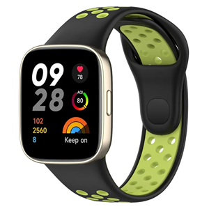 Strap-it Redmi Watch 3 sport bandje (zwart/groen)