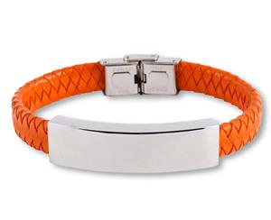 Urnwebshop Oranje Lederen Aurora Armband met RVS Asruimte