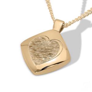 Urnwebshop Gedenksieraad Ruit met hart, inclusief Gouden Collier