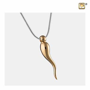 Urnwebshop Verguld Zilveren Ashanger Italiaanse Hoorn, met Design Slangencollier