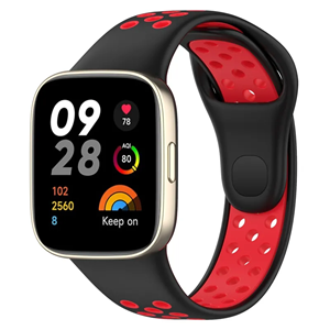 Strap-it Redmi Watch 3 sport bandje (zwart/rood)