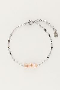 My jewellery Armband met drie paarse parels