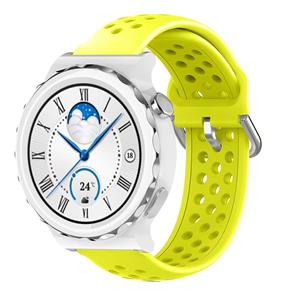 Strap-it Huawei Watch GT 3 Pro 43mm siliconen bandje met gaatjes (geel)