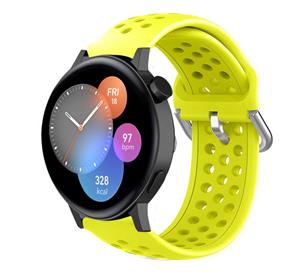 Strap-it Huawei Watch GT 3 42mm siliconen bandje met gaatjes (geel)