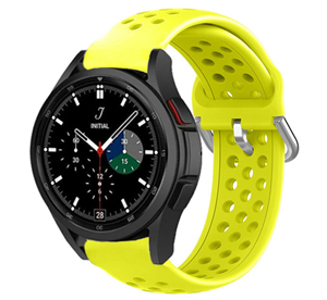 Strap-it Samsung Galaxy Watch 4 Classic 46mm siliconen bandje met gaatjes (geel)