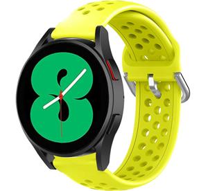 Strap-it Samsung Galaxy Watch 4 - 44mm siliconen bandje met gaatjes (geel)